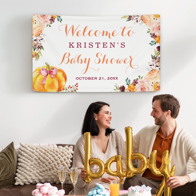 Little Pumpkin Floral Herbst Babydusche Banner (Von Creator hochgeladen)