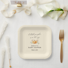 Little Pumpkin Floral Neutral Baby Shower Pappteller