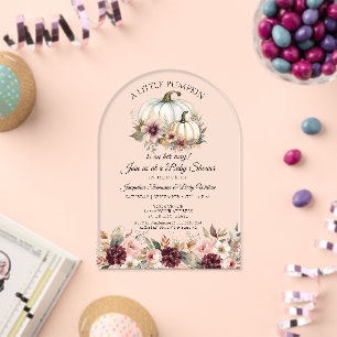 Little Pumpkin Floral Rose Burgundy Babydusche Acryleinladungen