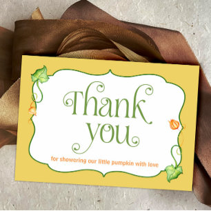 Little Pumpkin Gender Neutral Autumn Baby Shower Dankeskarte