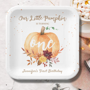 Little Pumpkin Gender Neutral Fall 1. Geburtstag Pappteller