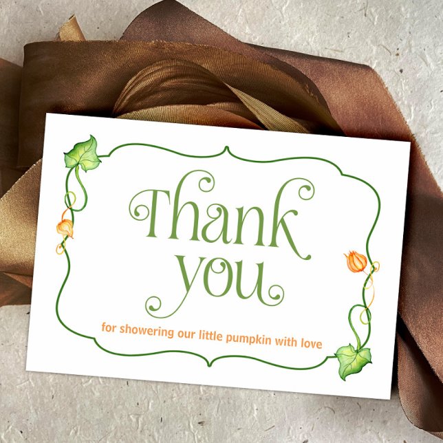 Little Pumpkin Gender Neutral Fall Baby Shower Dankeskarte (Little Pumpkin on the Way Autumn Fairytale Baby Shower Thank You Card)
