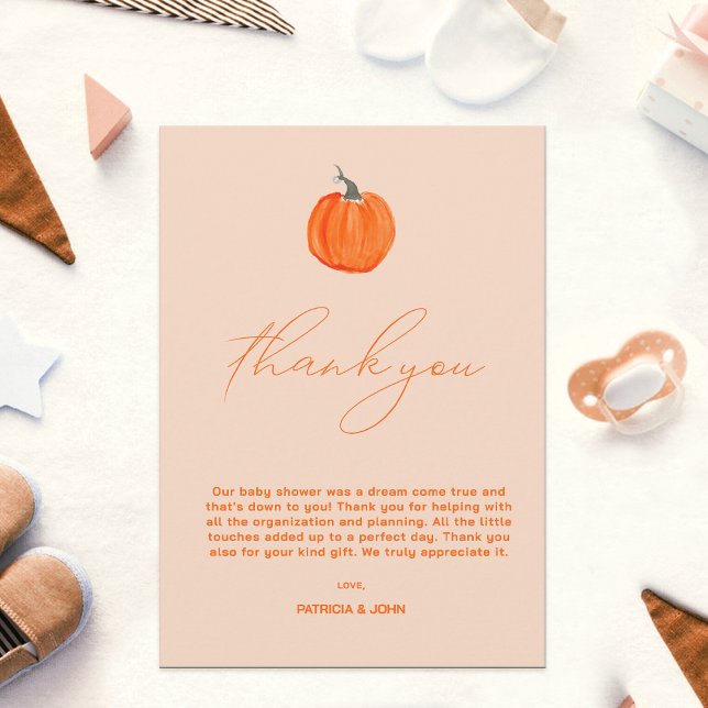 Little Pumpkin Gender Neutral Fall Baby Shower Dankeskarte (Little Pumpkin Gender Neutral Fall Baby Shower Thank You Card )