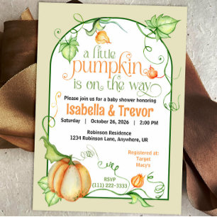 Little Pumpkin Gender Neutral Fall Baby Shower Einladung