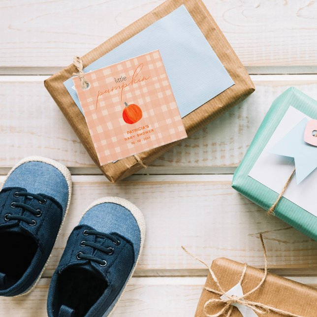 Little Pumpkin Gender Neutral Fall Baby Shower Geschenkanhänger (Little Pumpkin Gender Neutral Fall Baby Shower Favor Tags)