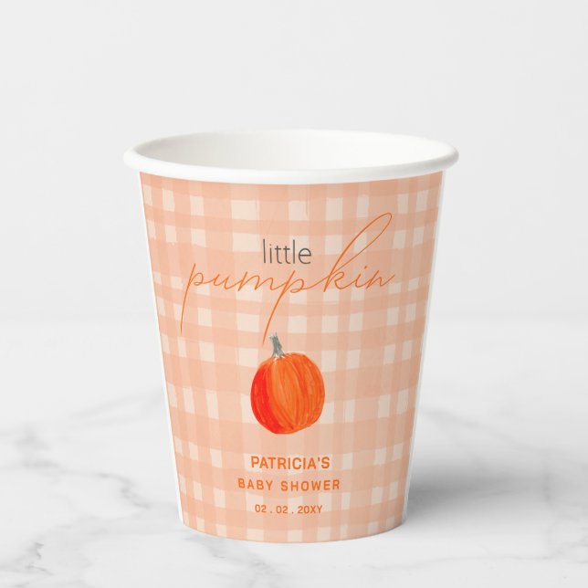 Little Pumpkin Gender Neutral Fall Baby Shower Pappbecher (Vorderseite)