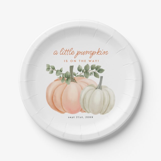 Little Pumpkin Gender Neutral Fall Baby Shower Pappteller (Vorderseite)