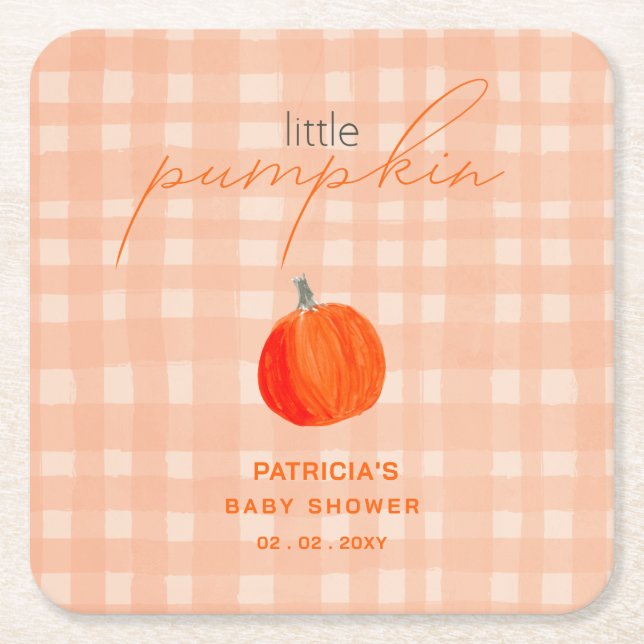 Little Pumpkin Gender Neutral Fall Baby Shower Rechteckiger Pappuntersetzer (Vorderseite)