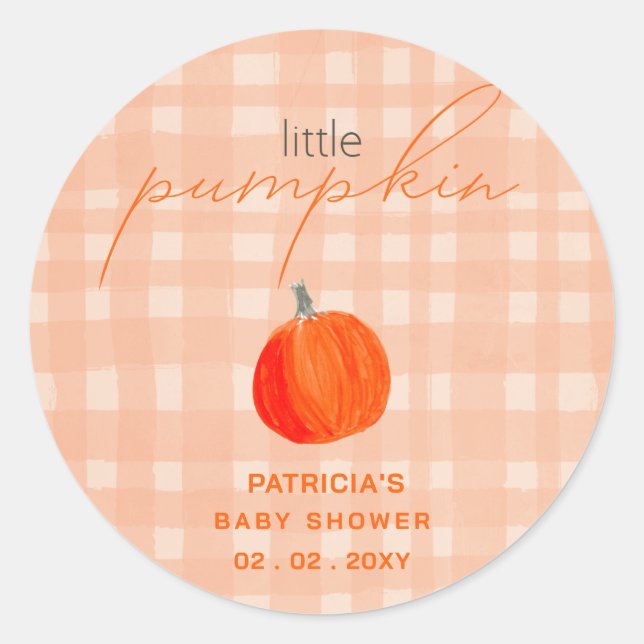Little Pumpkin Gender Neutral Fall Baby Shower Runder Aufkleber (Vorderseite)