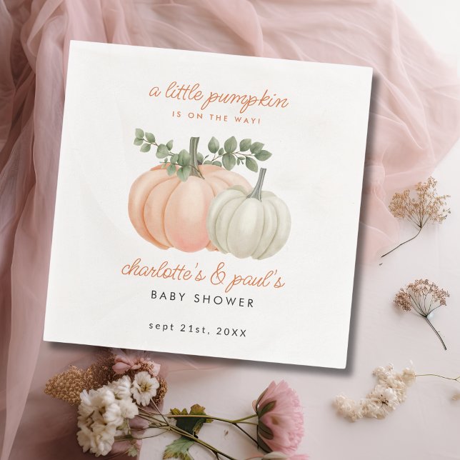 Little Pumpkin Gender Neutral Fall Baby Shower Serviette (pumpkin baby shower napkin)