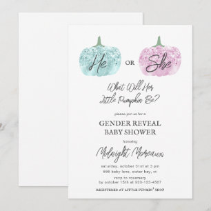 Little Pumpkin Gender Reveal Halloween Baby Shower Einladung