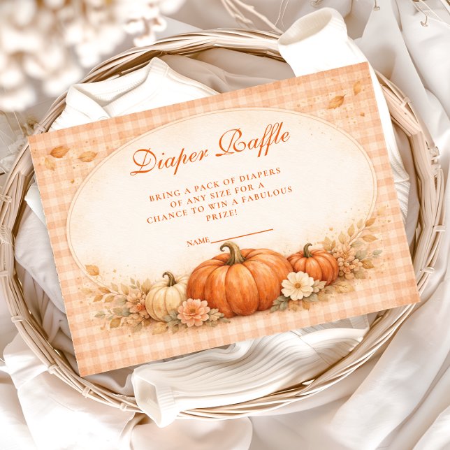 Little Pumpkin Gingham Fall Diapper Raffle Begleitkarte (Von Creator hochgeladen)