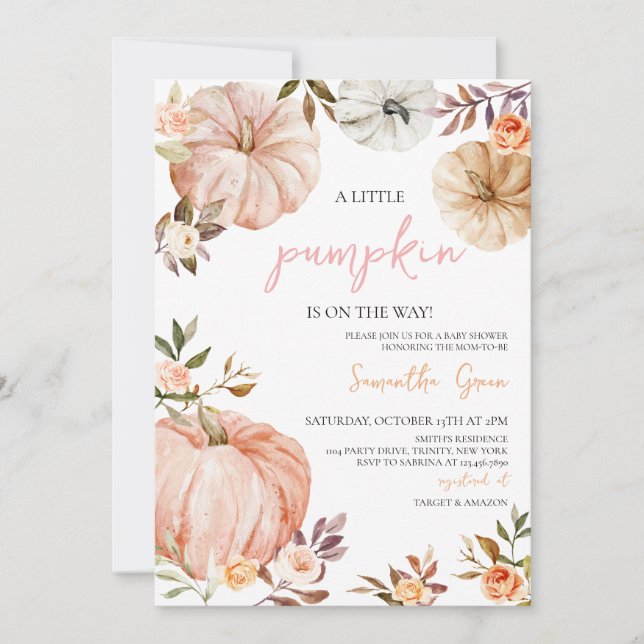 Little Pumpkin Girl Baby Shower Einladung (Vorderseite)