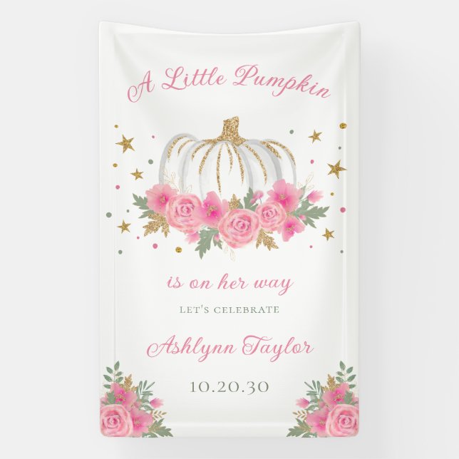 Little Pumpkin Girl Baby Sprinkle Banner (Vertikal)