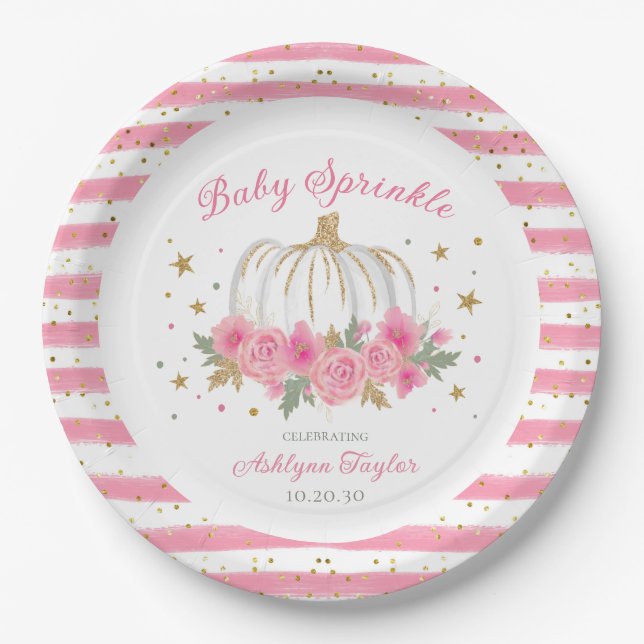 Little Pumpkin Girl Baby Sprinkle Pappteller (Vorderseite)