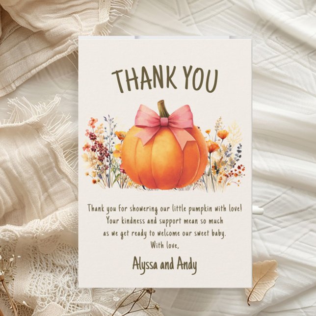 Little Pumpkin Girl Babydusche Danke (Little Pumpkin baby girl shower "Thank You" card)