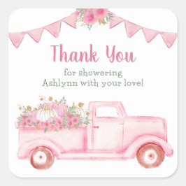 Little Pumpkin Girl Babydusche Danke Quadratischer Aufkleber