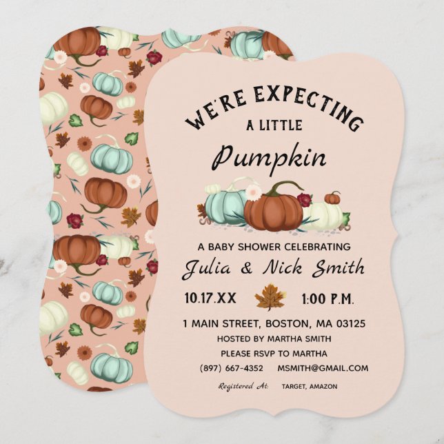 Little Pumpkin Girl Babydusche Einladung (Vorne/Hinten)