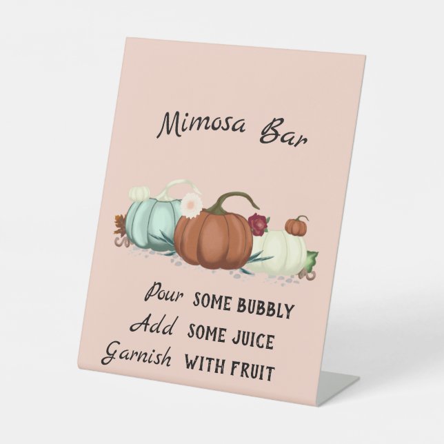 Little Pumpkin Girl Babydusche Mimosa Bar Sockelschild (Vorderseite)