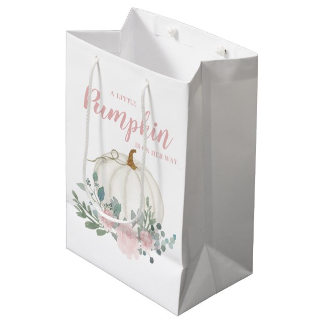 Little Pumpkin Girl Babydusche Mittlere Geschenktüte (Vorderseite Schrägansicht)