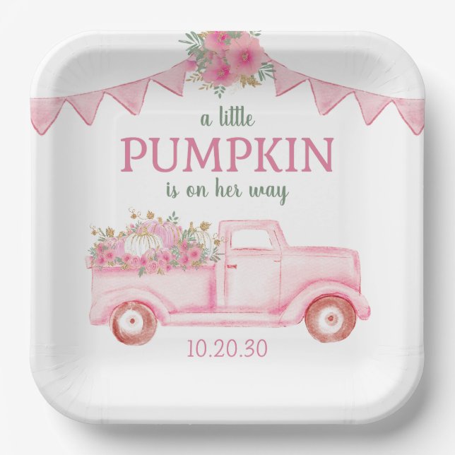 Little Pumpkin Girl Babydusche Pappteller (Vorderseite)