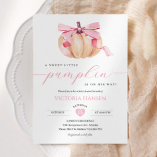 Little Pumpkin Girl Babydusche Pink Bow Coquette Einladung