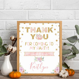 Little Pumpkin Girls 1st Birthday Thank You Sign Poster