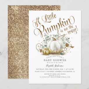 Little Pumpkin Gold Glitzer Fall Baby Shower Einladung