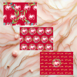 Little Pumpkin Green Wreath Pink Fall Autumn Color Geschenkpapier Set