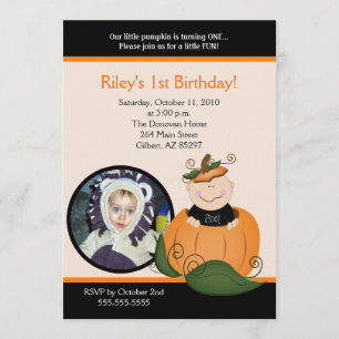 Little Pumpkin Halloween 12x18 Foto Geburtstag Einladung