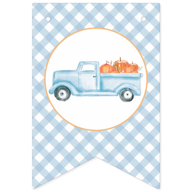Little Pumpkin Hellblauer LKW zum ersten Geburtsta Wimpelkette (Erste Fahne)