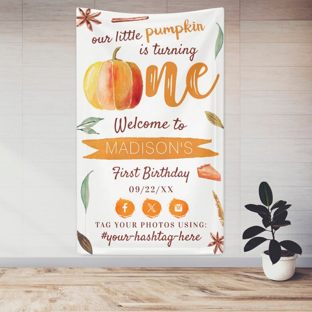 Little Pumpkin Herbst 1. Geburtstag Party Willkomm Banner (Von Creator hochgeladen)