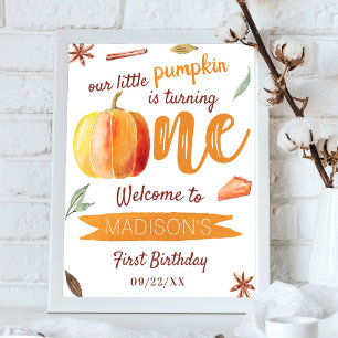 Little Pumpkin Herbst 1. Geburtstag Party Willkomm Poster