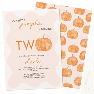 Little Pumpkin Herbst 2. Geburtstag Einladung