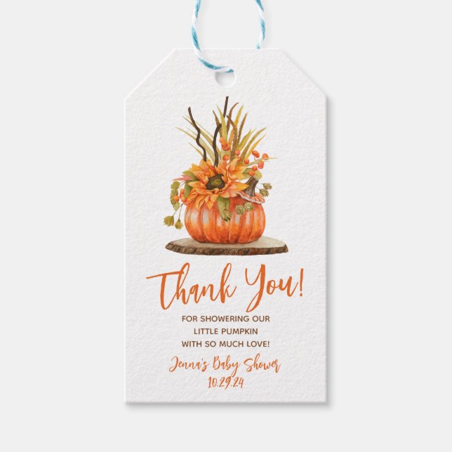 Little Pumpkin, Herbst, Autumn Baby Shower Gi Geschenkanhänger (Vorderseite)