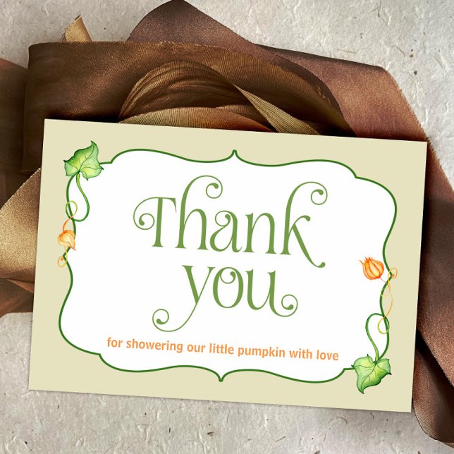 Little Pumpkin Herbst Geschlecht Neutral Baby Dusc Dankeskarte (Little Pumpkin on the Way Autumn Baby Shower Thank You Card)