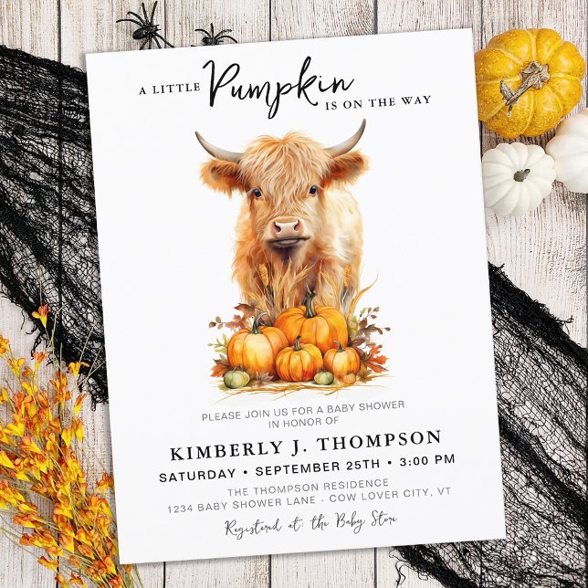 Little Pumpkin Highland Kuh Baby Shower Einladung Postkarte (Von Creator hochgeladen)