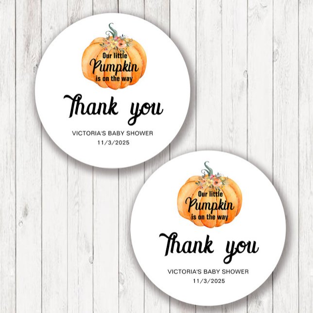 Little Pumpkin is on the way Baby Shower  Runder Aufkleber (Von Creator hochgeladen)