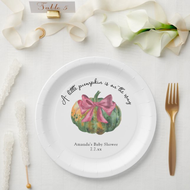 Little Pumpkin ist auf dem Weg Autumn Baby Dusche Pappteller (Hochzeit)