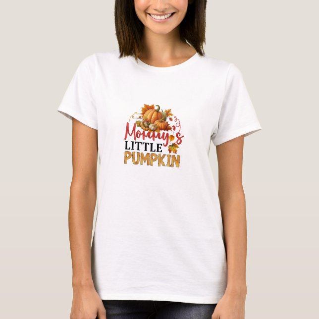 Little Pumpkin ist auf dem Weg Autumn Baby Shower T-Shirt (Vorderseite)