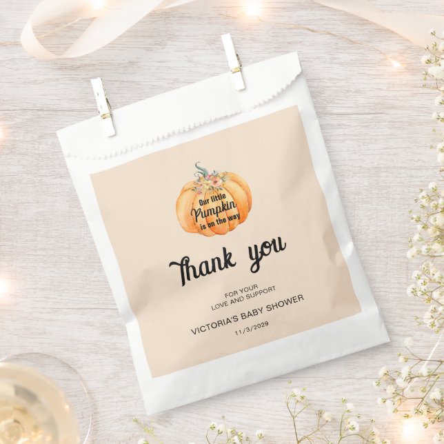 Little Pumpkin ist auf dem Weg Baby Shower Geschenktütchen (Ausgeschnitten)
