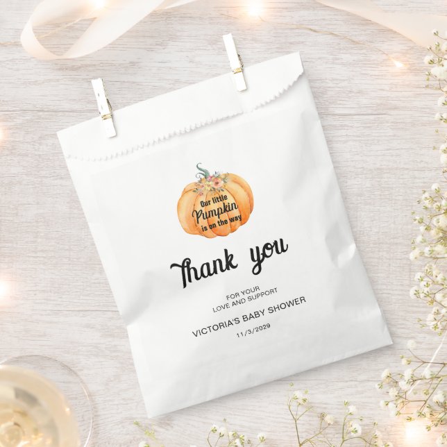 Little Pumpkin ist auf dem Weg Baby Shower Geschenktütchen (Ausgeschnitten)
