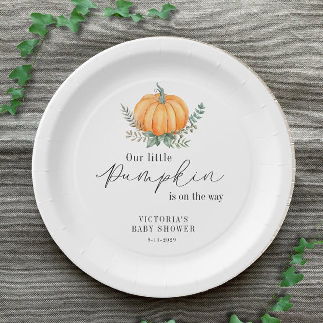 Little Pumpkin ist auf dem Weg Baby Shower Pappteller (Von Creator hochgeladen)