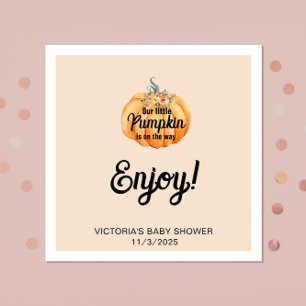 Little Pumpkin ist auf dem Weg Baby Shower Serviette