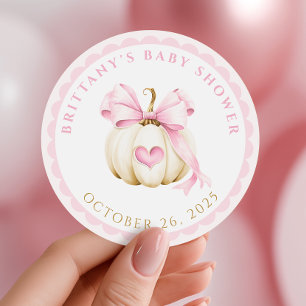 Little Pumpkin ist auf dem Weg Pink Baby Dusche Runder Aufkleber