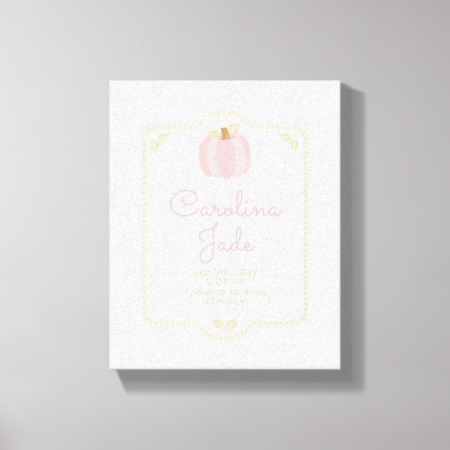 Little Pumpkin Kinderzimmer Baby Statistics Wall A Leinwanddruck (Vorderseite)