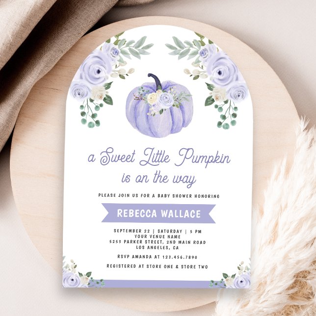 Little Pumpkin Lavender Rose Arch Baby Dusche Einladung (Von Creator hochgeladen)