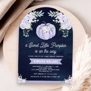 Little Pumpkin Lavender Rose Arch Navy Kinderdusch Einladung