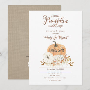 Little Pumpkin Linen & White Pumpkin Baby Dusche Einladung