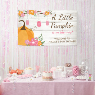 Little Pumpkin Mason Jars Fall Girl Babydusche Banner